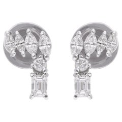 2.33 Carat Round Marquise & Emerald Cut Diamond Earrings 18 Karat White Gold