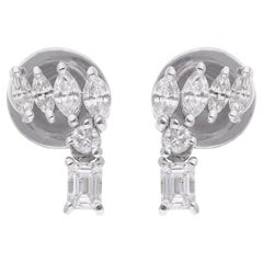 2.33 Carat Round Marquise & Emerald Cut Diamond Earrings 18 Karat White Gold