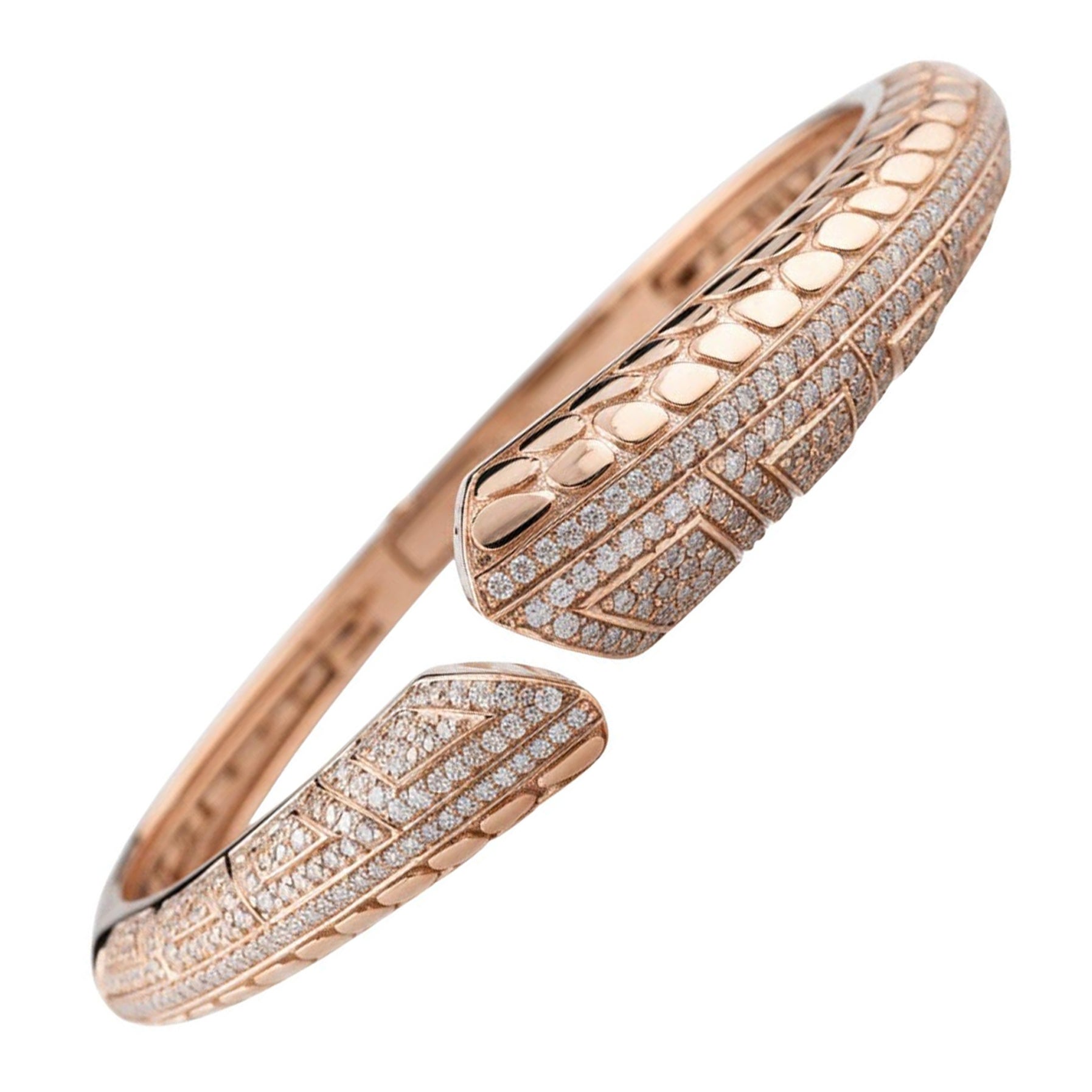 2,33 Carati SI Chiarezza HI Colore Diamante Bracciale Bangle Oro Rosa 18 Carati