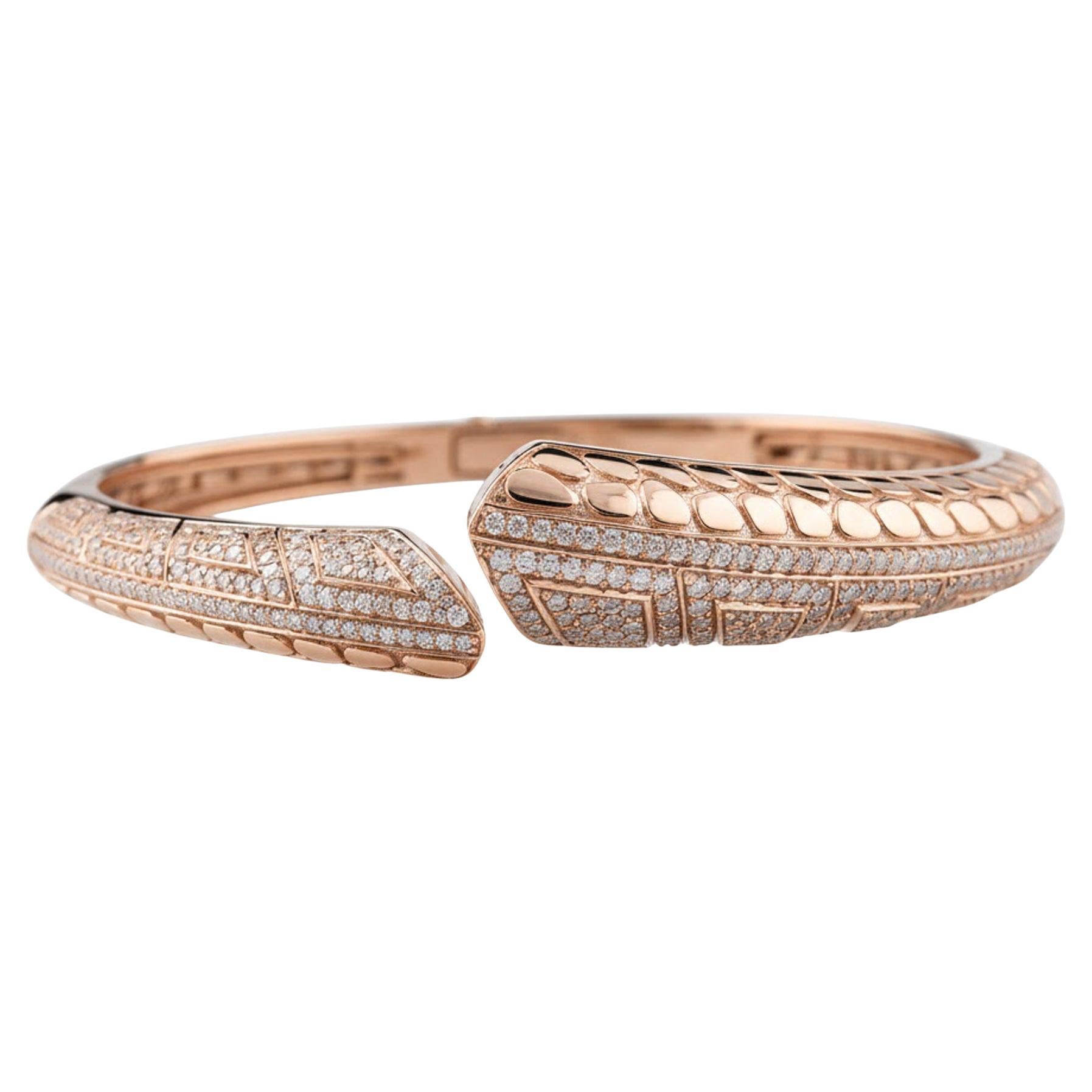 2.33 Carat SI Clarity HI Color Diamond Cuff Bangle Bracelet 18 Karat Rose Gold im Angebot
