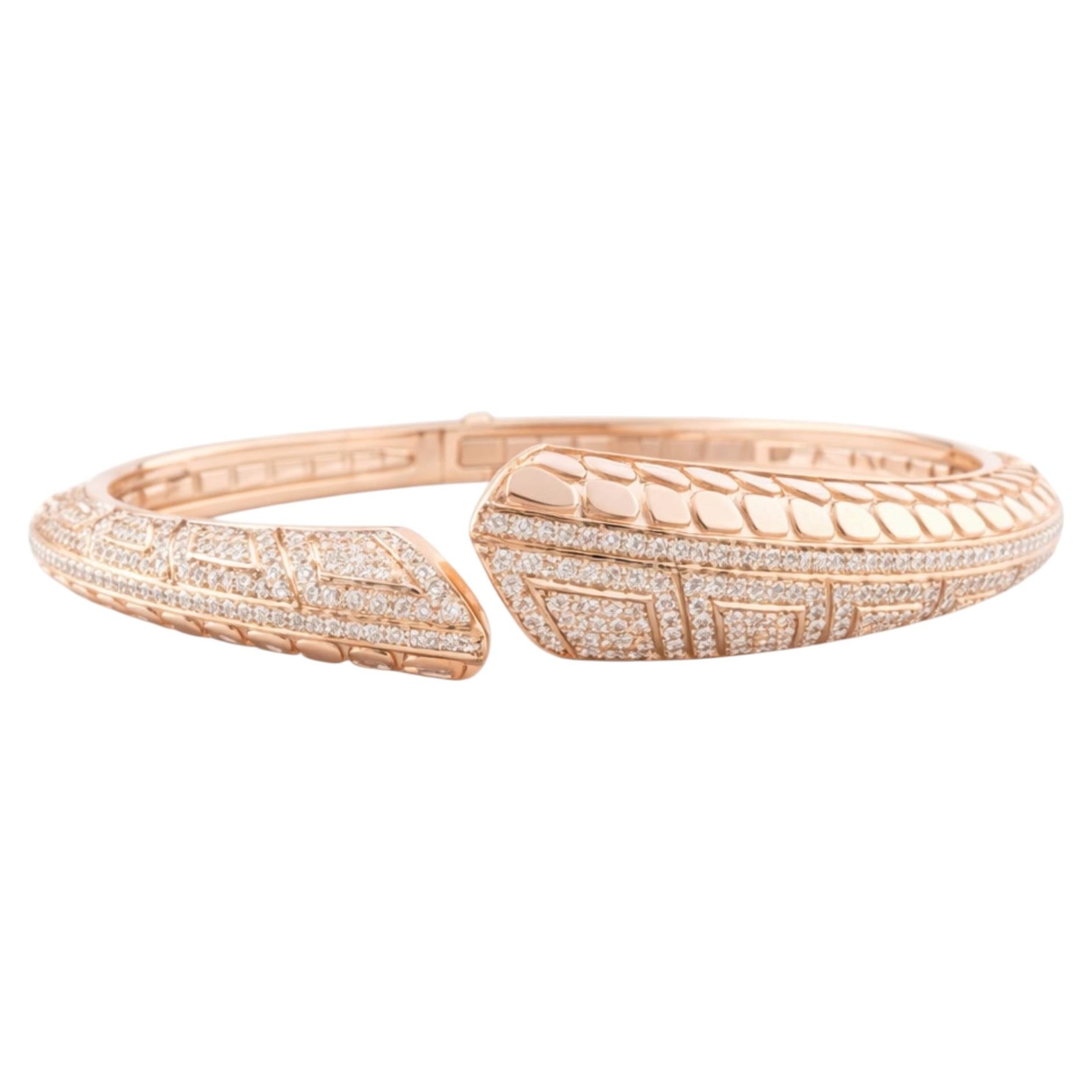 2,33 Carati SI Chiarezza HI Colore Diamante Pave Bracciale in Oro Rosa 14 Carati