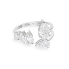 2.33 Karat SI/H Birnenschliff Diamant-Manschettenring aus 18 Karat Weißgold mit Brillantschliff