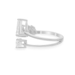 2.33 Carat SI/H Pear Brilliant Cut Diamond Cuff Ring 18 Karat White Gold Jewelry