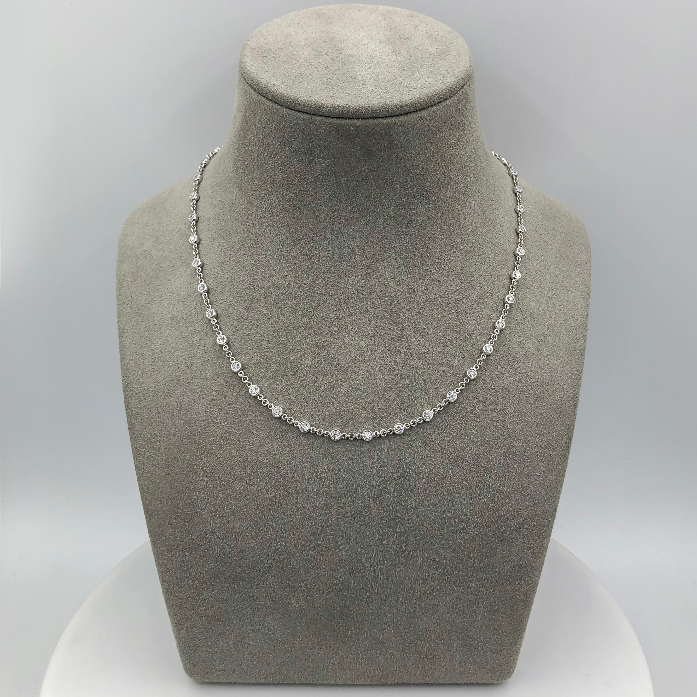 Round Cut 2.33 Carat Total Diamonds by the Yard Necklace For Sale
