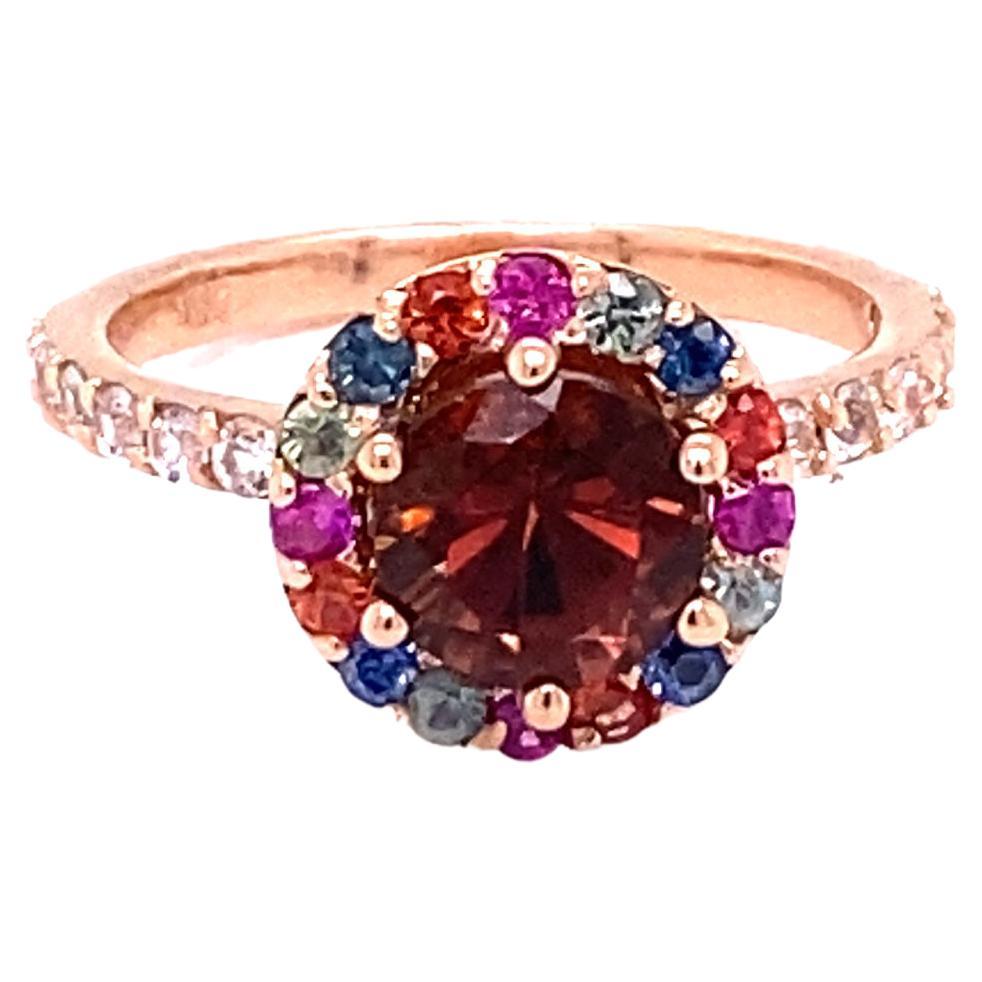 2.33 Carat Tourmaline Sapphire Rose Gold Cocktail Ring For Sale