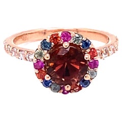 2.33 Carat Tourmaline Sapphire Rose Gold Cocktail Ring