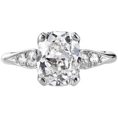 2.33 Carat Vintage Cushion Cut Diamond Engagement Ring