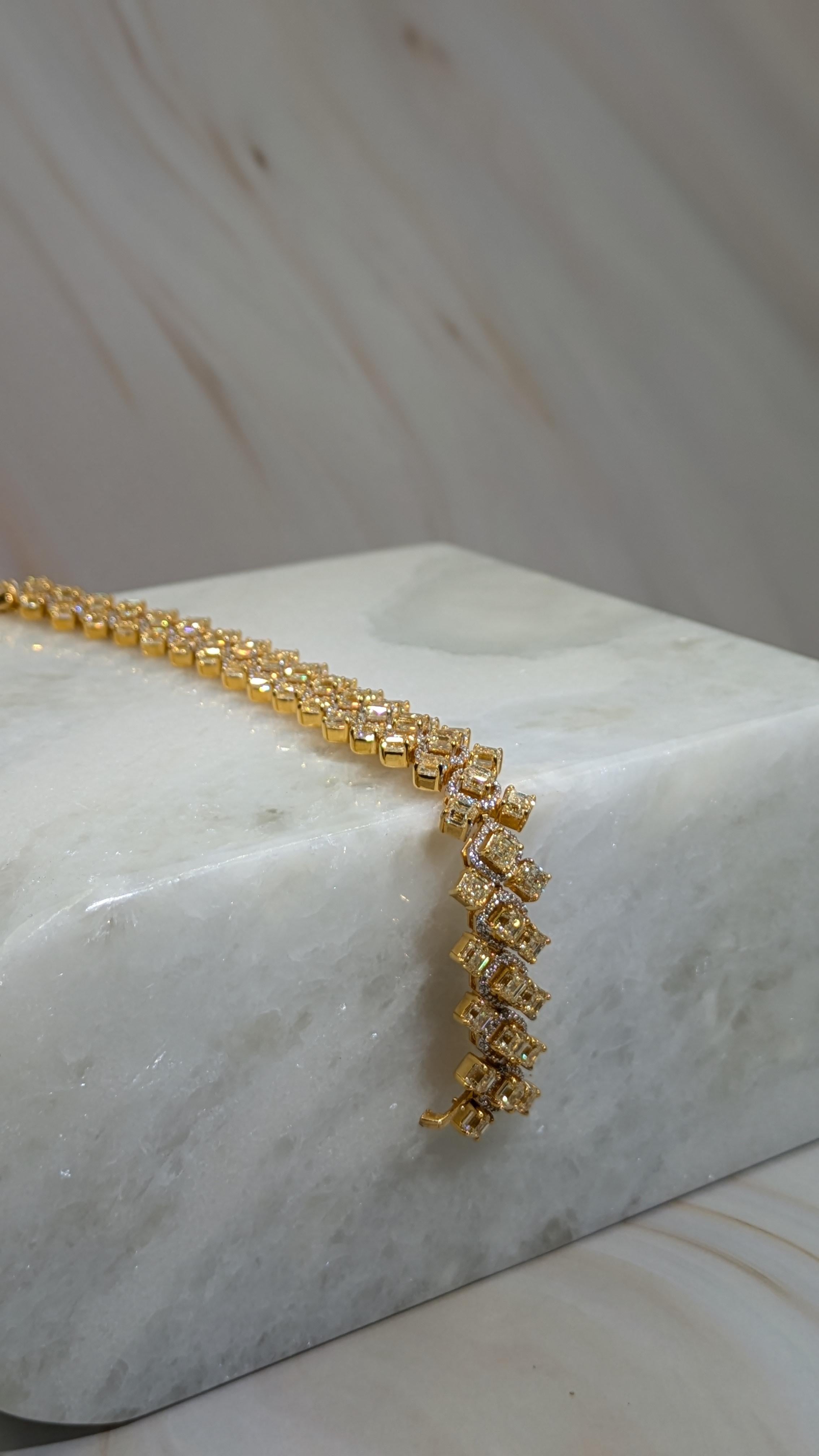 23.30 Carat Fancy Yellow Diamond Bracelet 18K White Gold 1