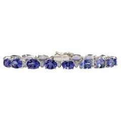 23,35 Karat echter Tansanit 14K Weißgold Diamantarmband