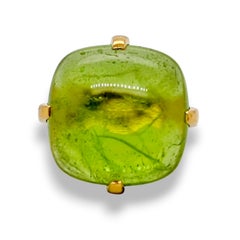 23,35 Karat Peridot Rund Diamant Gelbgold Ring