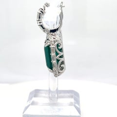 23.37 Carat Octagon Emerald Diamond Dangling Earrings