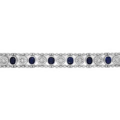 23.38 Carat Sapphire and White Diamond White Gold Bracelet