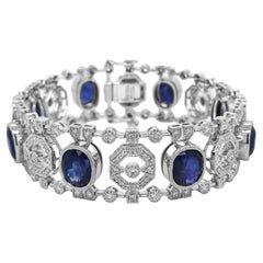 Bracciale in oro bianco con zaffiro e diamante bianco da 23.38 carati