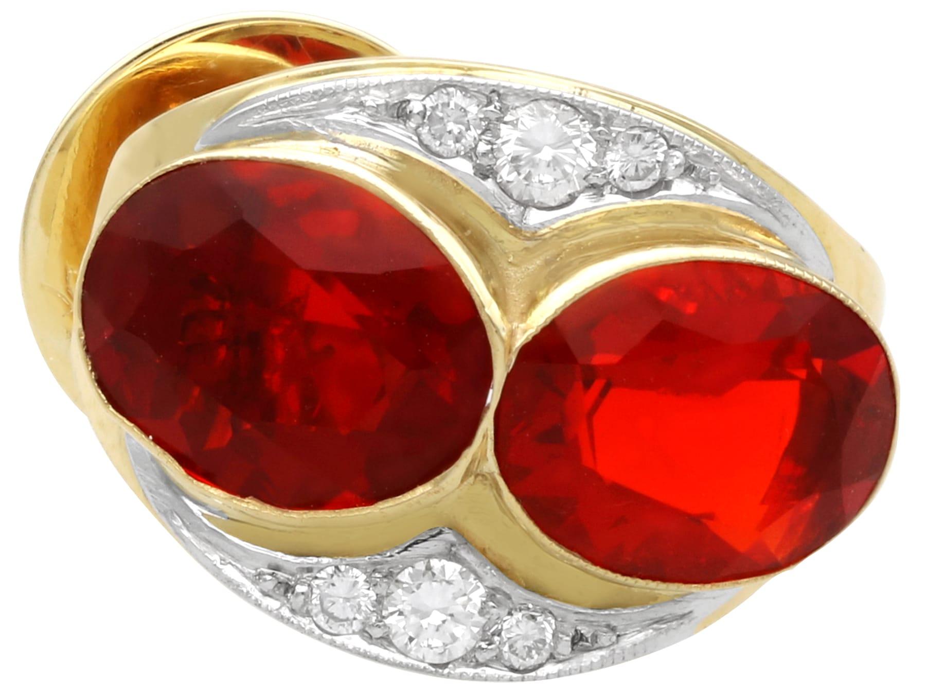 23.39 Carat Fire Opal 2.50 Carat Diamond 18k Yellow Gold Jewellery Set For Sale 7
