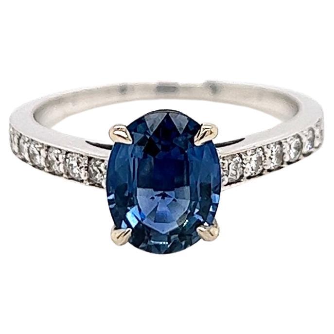 2.33 Total Carat Sapphire Diamond Engagement Ring GIA