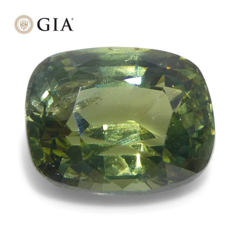 2.33ct Cushion Yellow-Green Sapphire GIA Certified Unheated For Sale 1