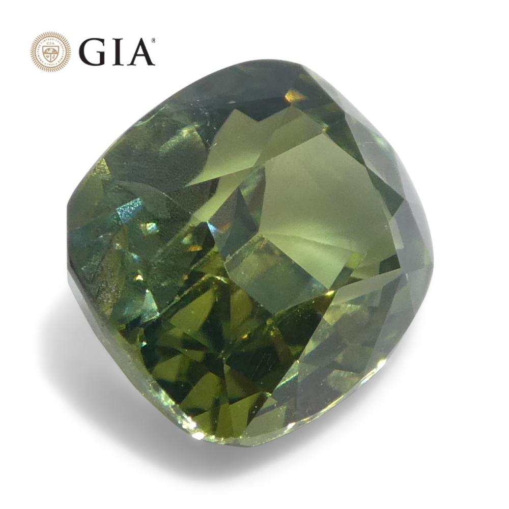 2.33ct Cushion Yellow-Green Sapphire GIA Certified Unheated For Sale 2