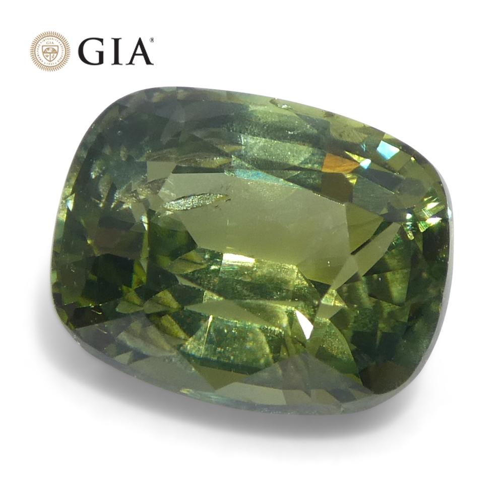 2.33ct Cushion Yellow-Green Sapphire GIA Certified Unheated For Sale 4