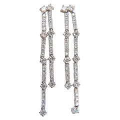 2.33ct natural round diamonds two rowed five tier dangle earrings 14kt gvs