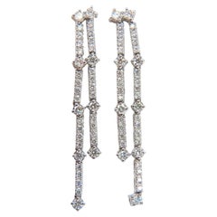 Pendientes colgantes de dos hileras de cinco hileras de diamantes redondos naturales de 2,33 ct 14 kt gvs