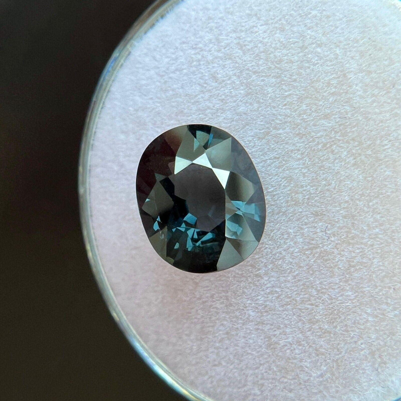 Women's or Men's 2.33ct Titanium Spinel Natural Gia Certified Grey Blue Oval Cut Gemstone For Sale