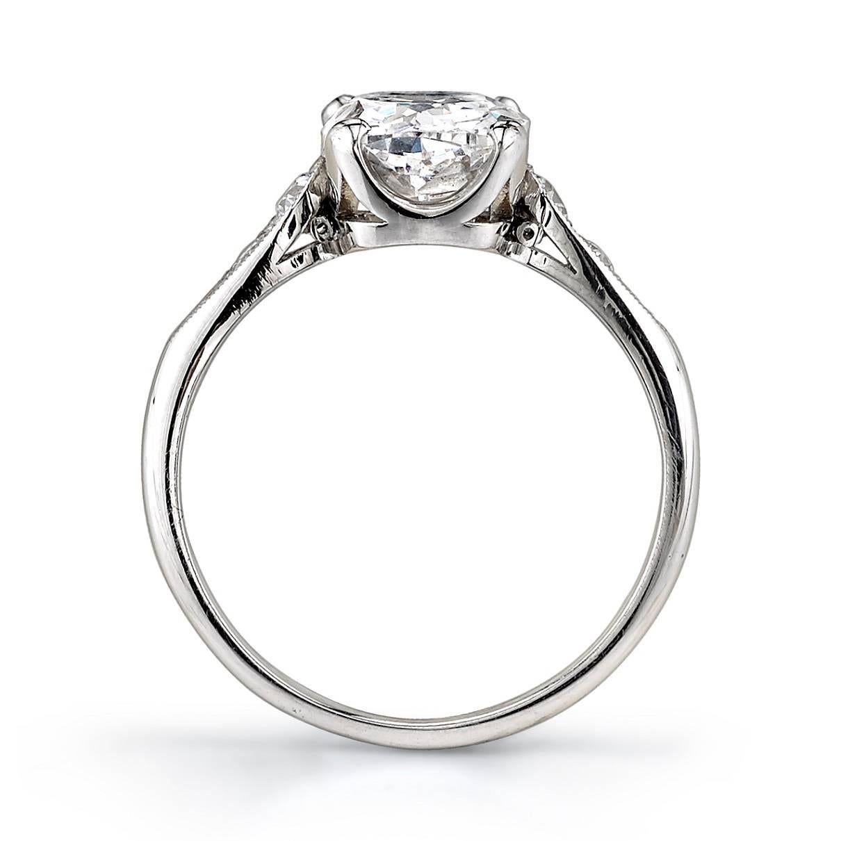 2.33 Carat Vintage Cushion Cut Diamond Engagement Ring In New Condition In Los Angeles, CA