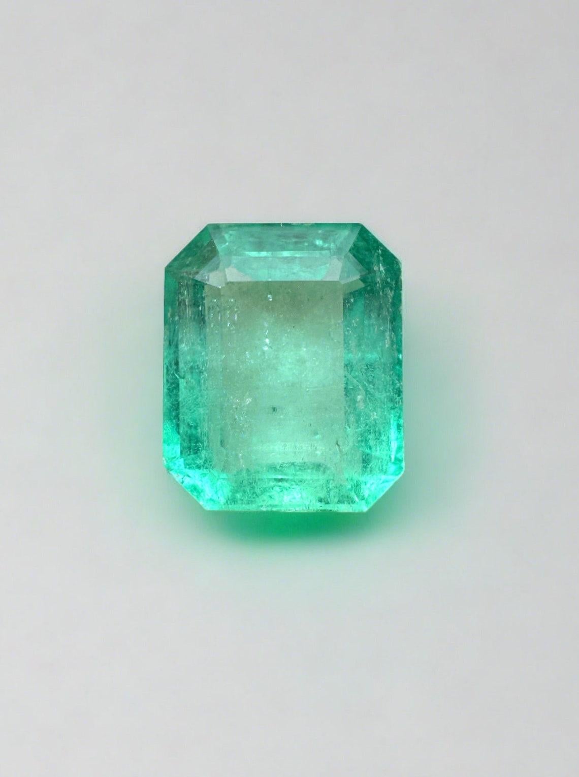 2.34 Carat 9x7.5 Light Bluish Green Colombian Emerald - Emerald Cut May