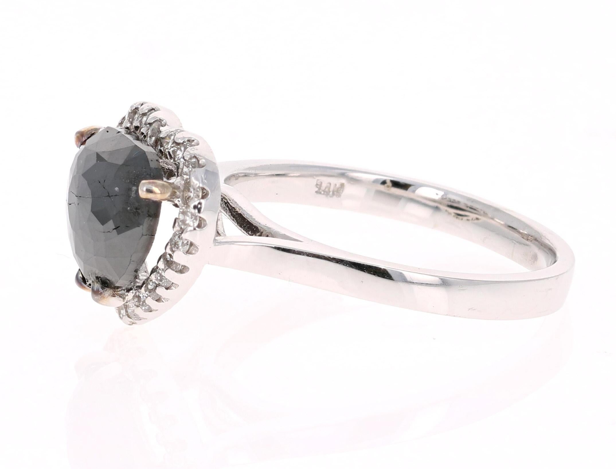heart shaped black diamond ring
