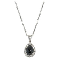 Pendentif chaîne en or blanc avec diamant noir de 2,34 carats