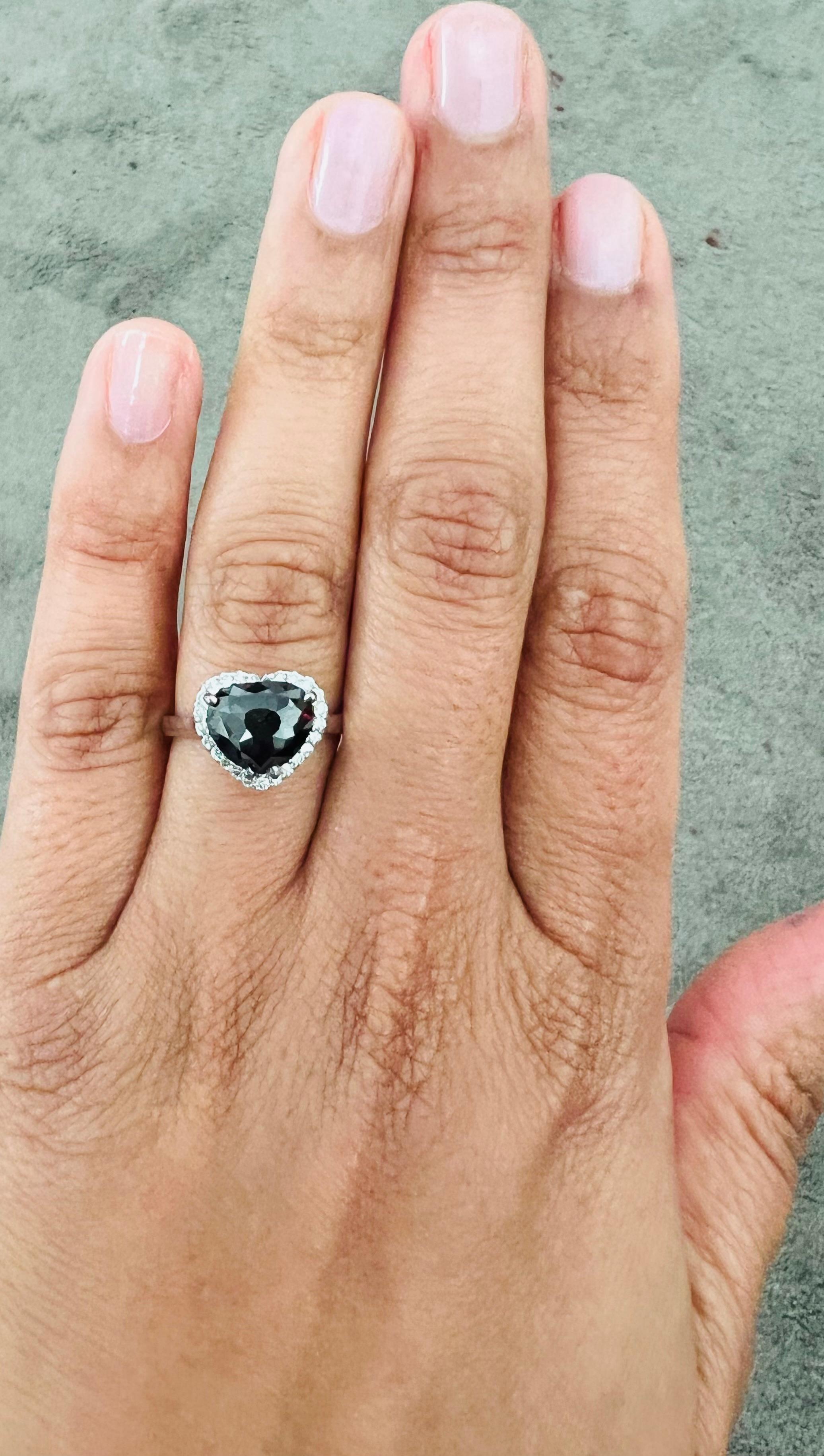 Contemporary 2.34 Carat Black White Diamond Ring 14 Karat White Gold