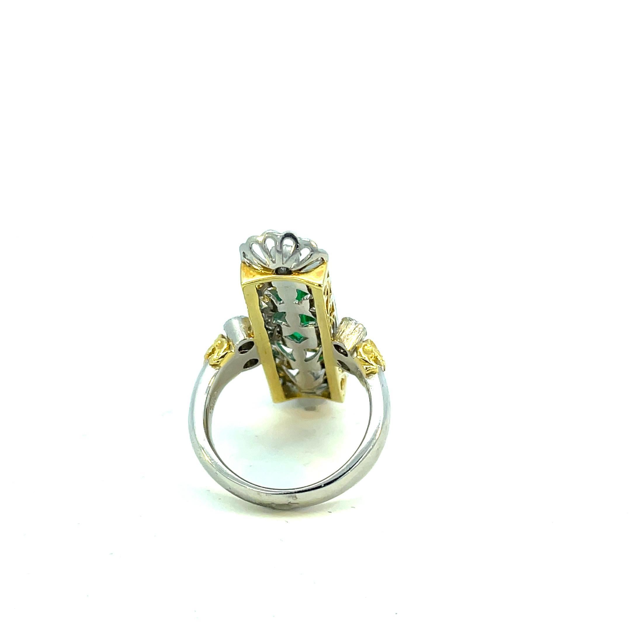 Emerald Cut 2.34 Carat Emerald Diamond Platinum Ring For Sale