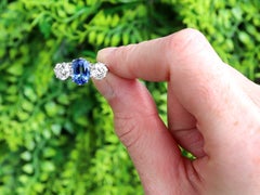 2.34 Carat Madagascar Sapphire and 1.85 Carat Diamond Platinum Trilogy Ring