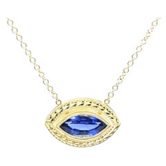Marquise Cut Tanzanite Necklace in Yellow Gold, 2.34 Carats, Adjustable Length