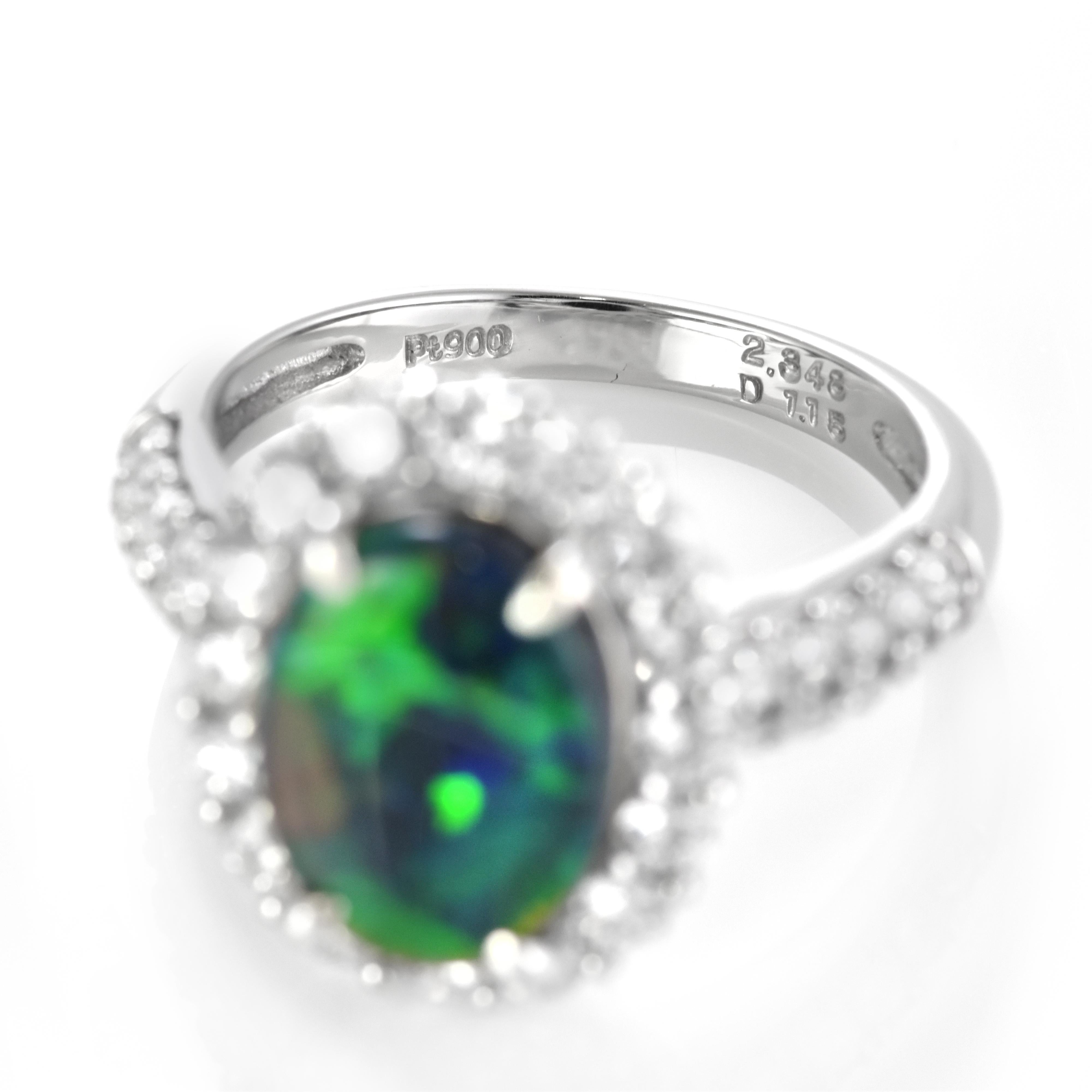 Anello con Opale nero australiano e diamanti da 2.34 carati in platino in vendita 5