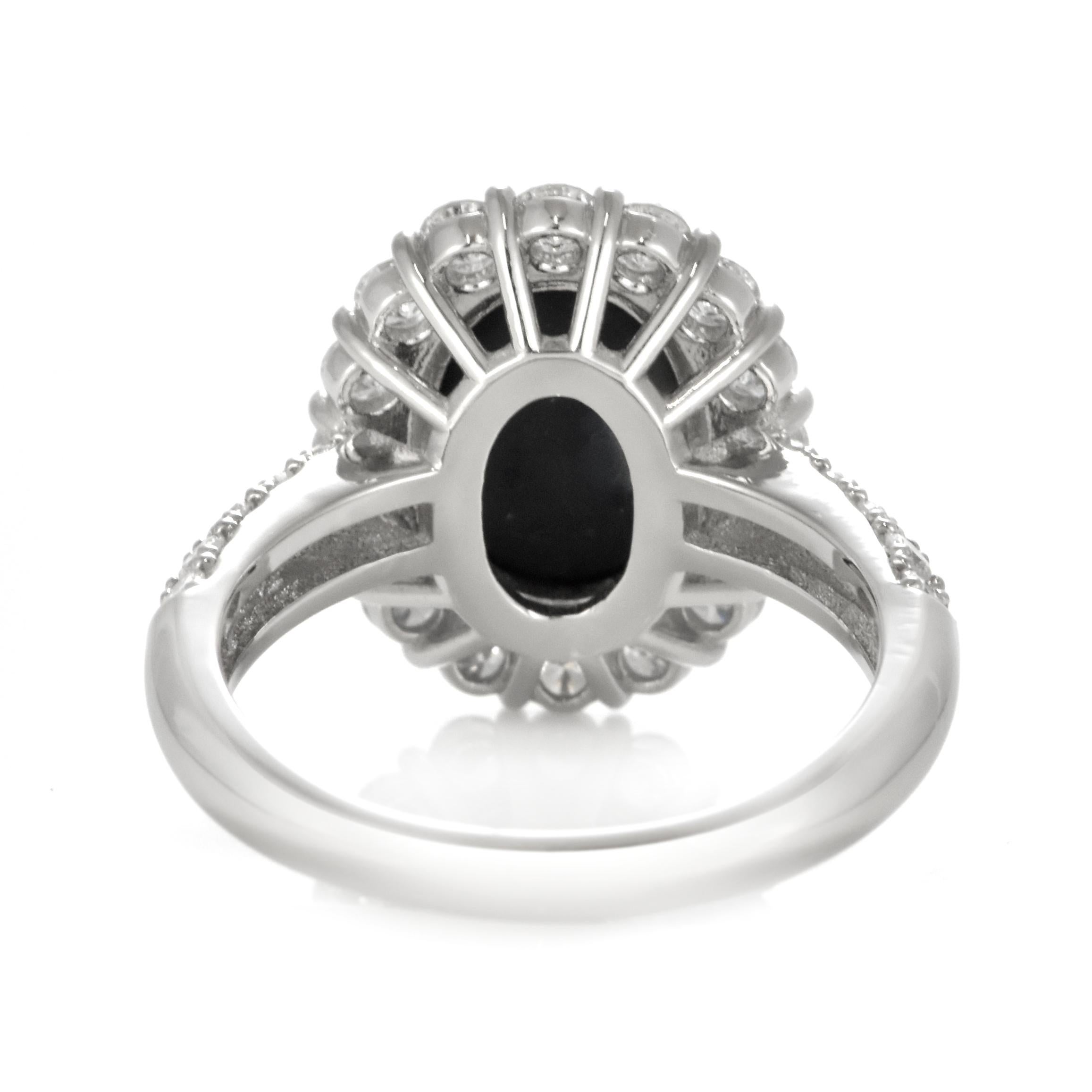 Anello con Opale nero australiano e diamanti da 2.34 carati in platino in vendita 1