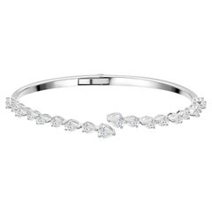 2.34 Carat Natural Diamond Pear Cut Bangle in 14K White Gold Statement Jewelry