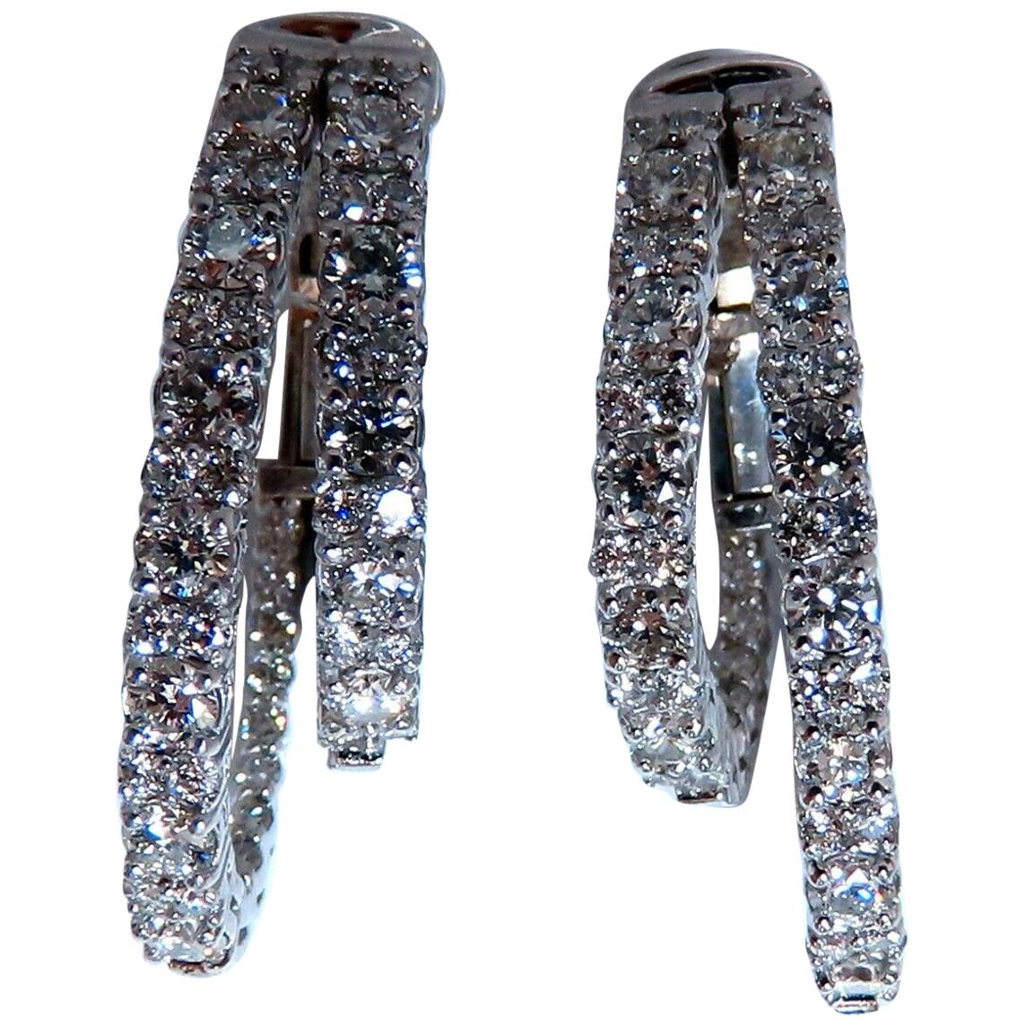 2.34 Carat Natural Double Hoop Diamond Earrings 14 Karat*