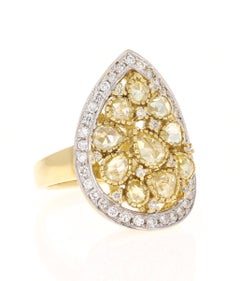 2.34 Carat Natural Yellow Diamond Yellow Gold Cocktail Ring