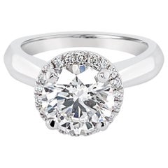 2.34 Carat Round Brilliant Diamond Halo Ring in Platinum