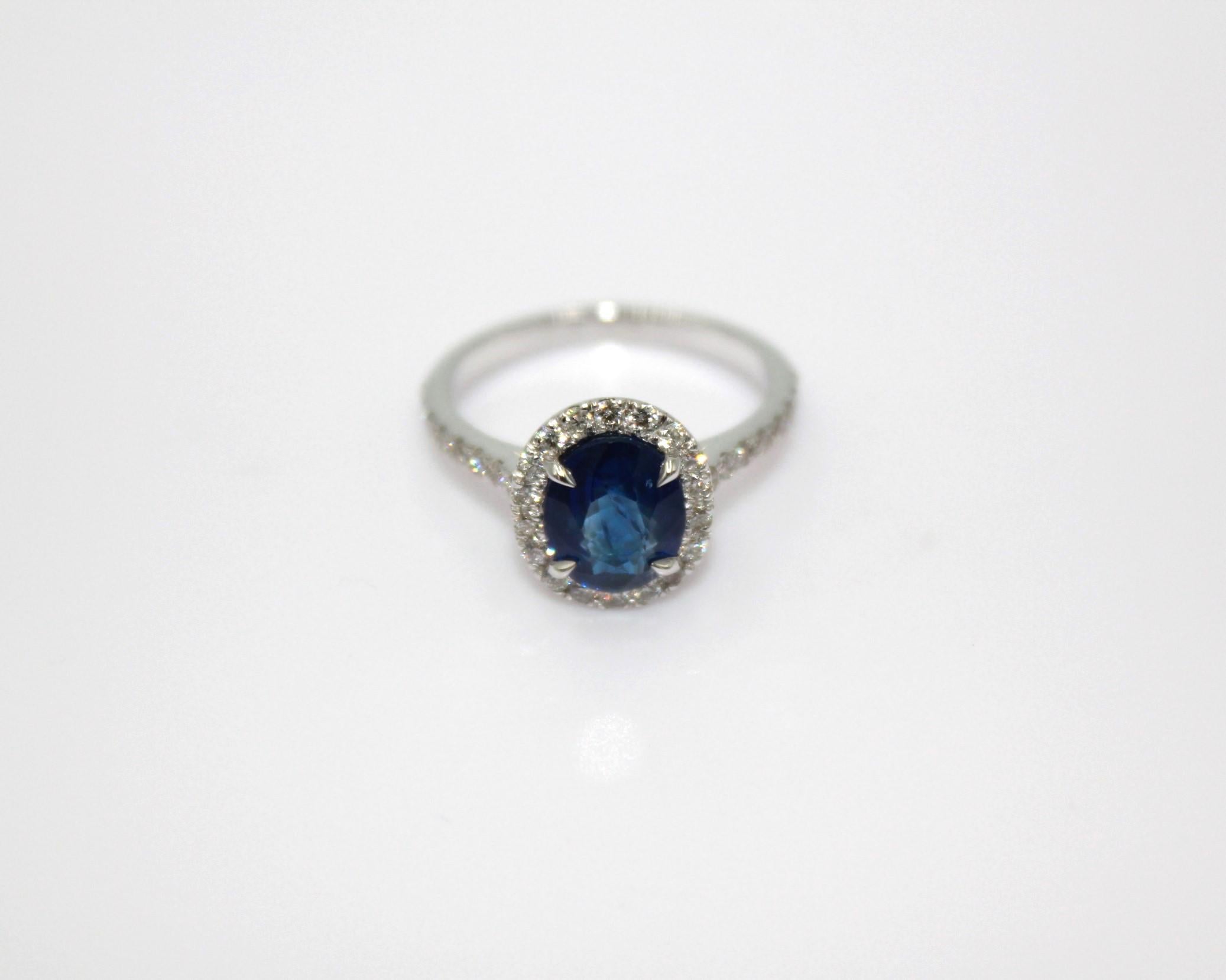 2.34 Carat Sapphire Diamond Ring For Sale 1