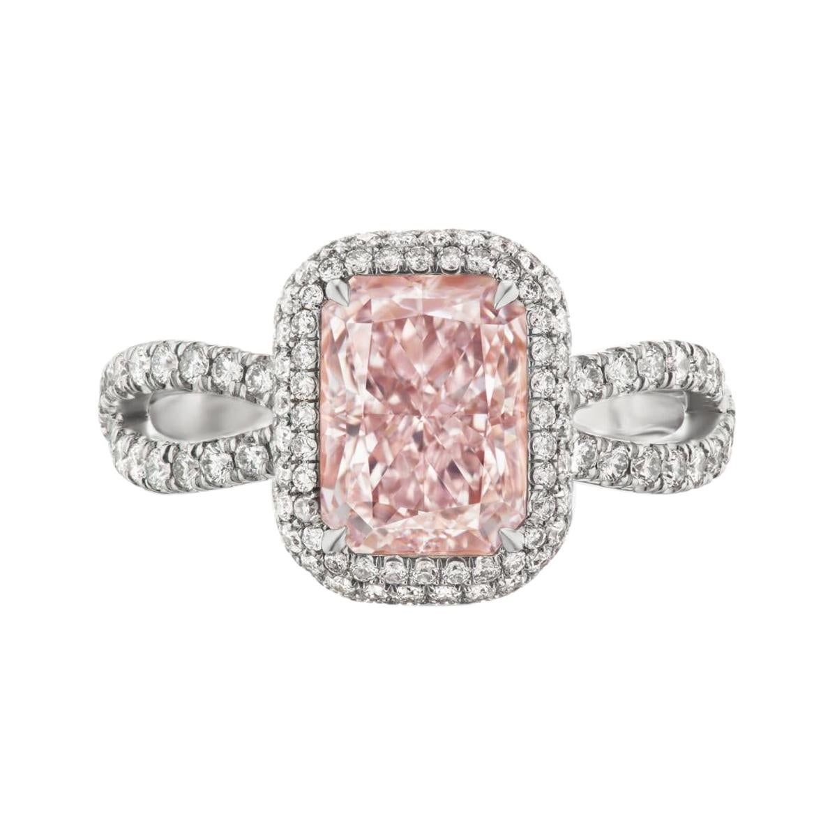2.34 Carat Very Light Pink Radiant Diamond Internally Flawless in Platinum, GIA