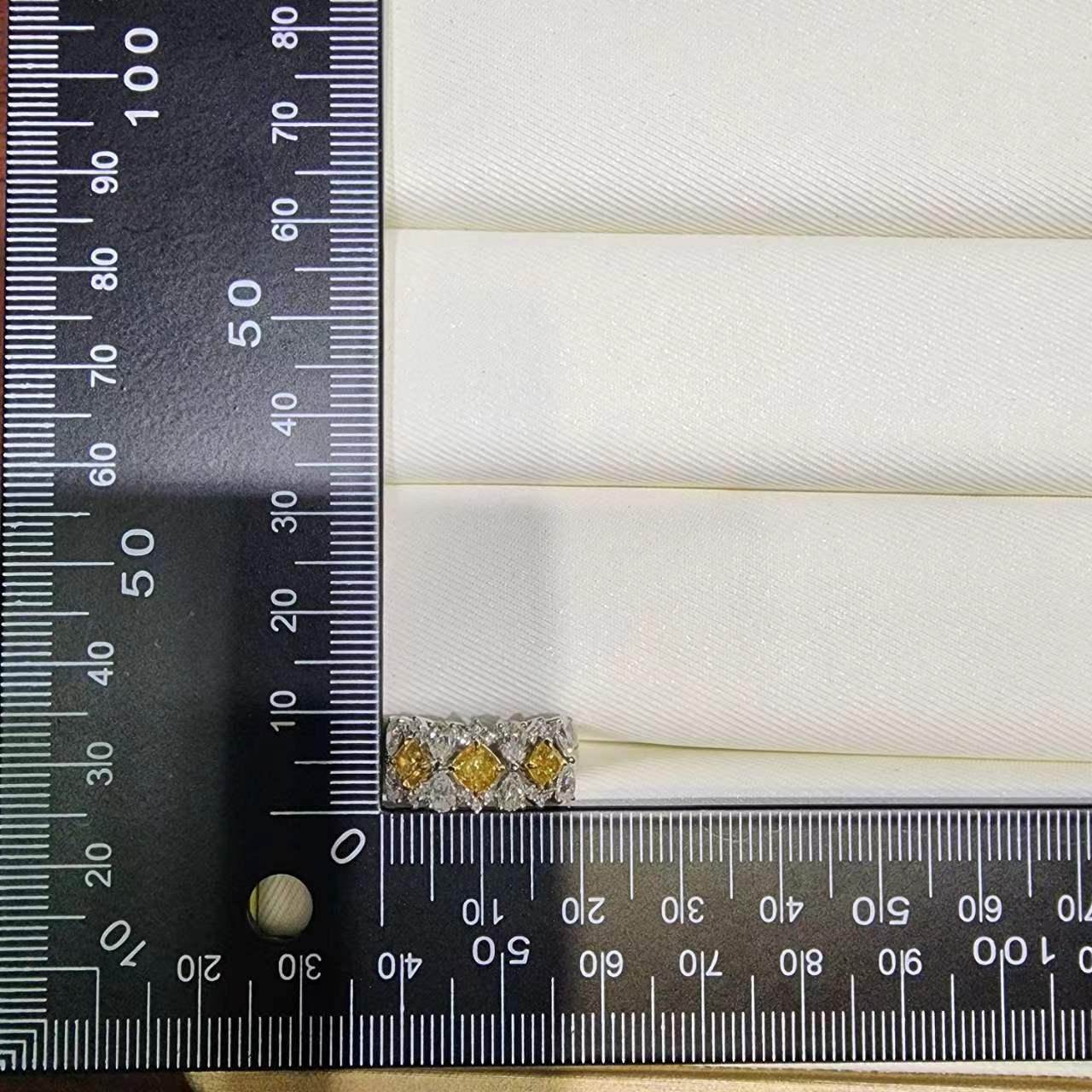 Mixed Cut IGI Certified 2.34 Carat Yellow Diamond Fancy Diamond Rings in 18K White Gold For Sale