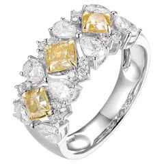 Anillos de diamantes de fantasía de oro blanco de 18 quilates con certificado IGI de 2,34 quilates de diamante amarillo