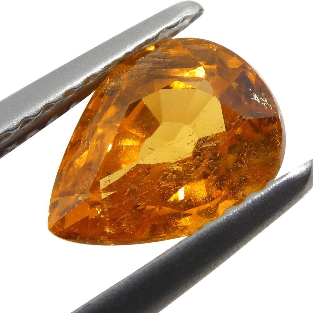 Taglio a goccia 2,34 ct Granato a forma di pera con mandarino arancione vivo Fanta Spessartite/Spessartine in vendita