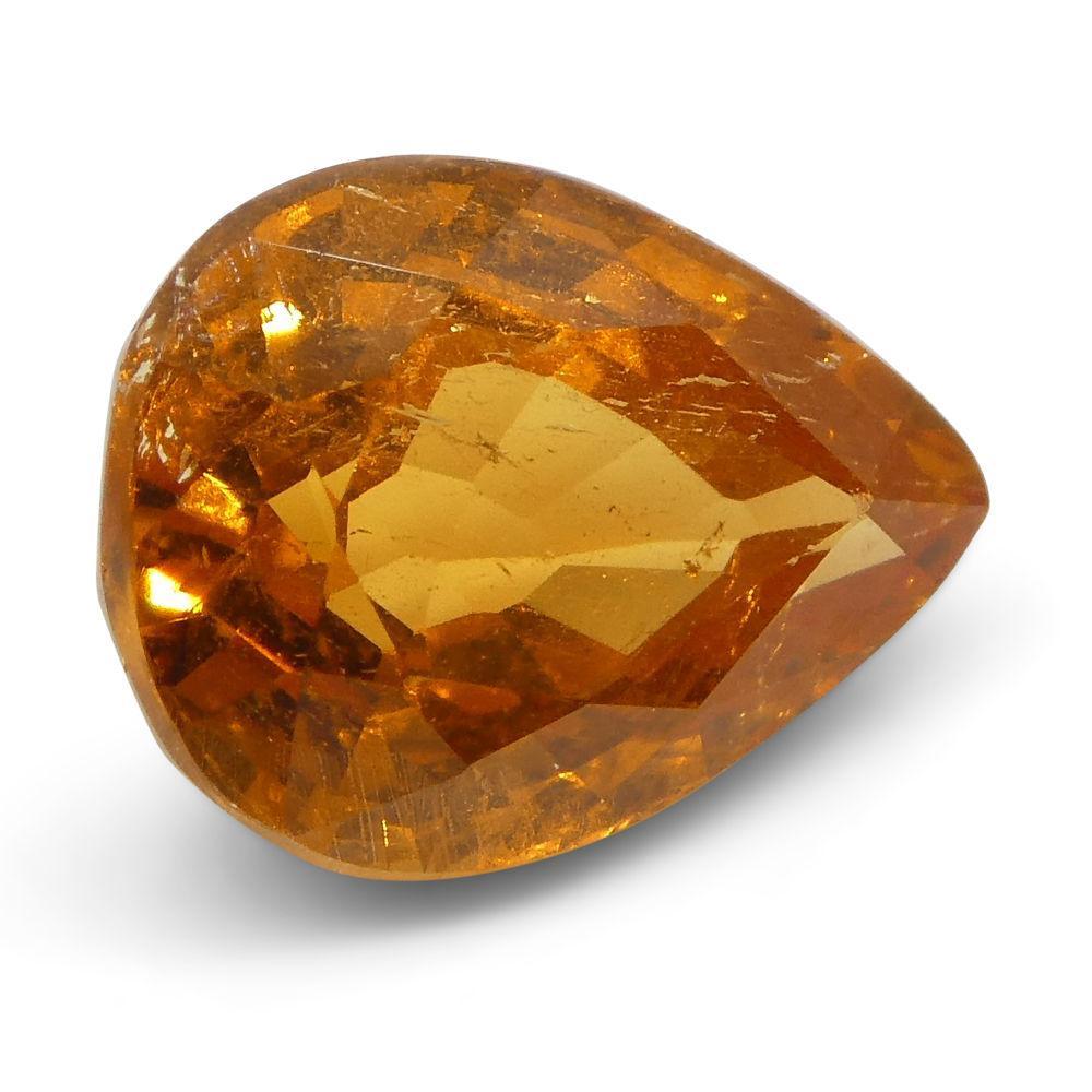 da uomo o donna 2,34 ct Granato a forma di pera con mandarino arancione vivo Fanta Spessartite/Spessartine in vendita