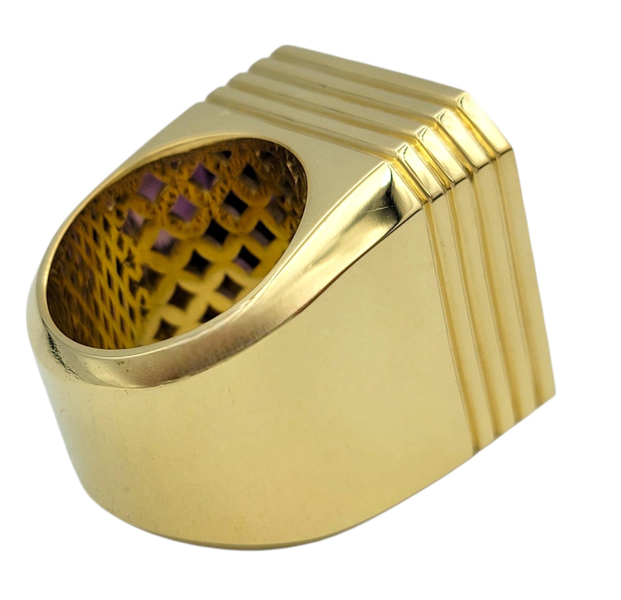 23,40 Karat Smaragdschliff Amethyst und Diamant Halo-Cocktailring aus 18 Karat Gold im Angebot 1