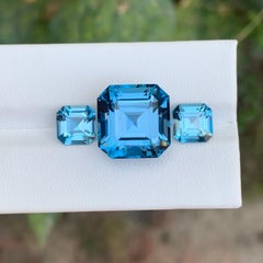 23.40 Carat Natural Loose London Blue Topaz Set Octagon Cut Gemstone