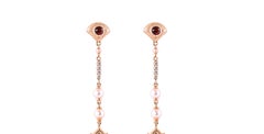 Sunita Nahata Red Garnet 23.42ct. Dangle Earrings in 18KRG with Pearl & Diamond.