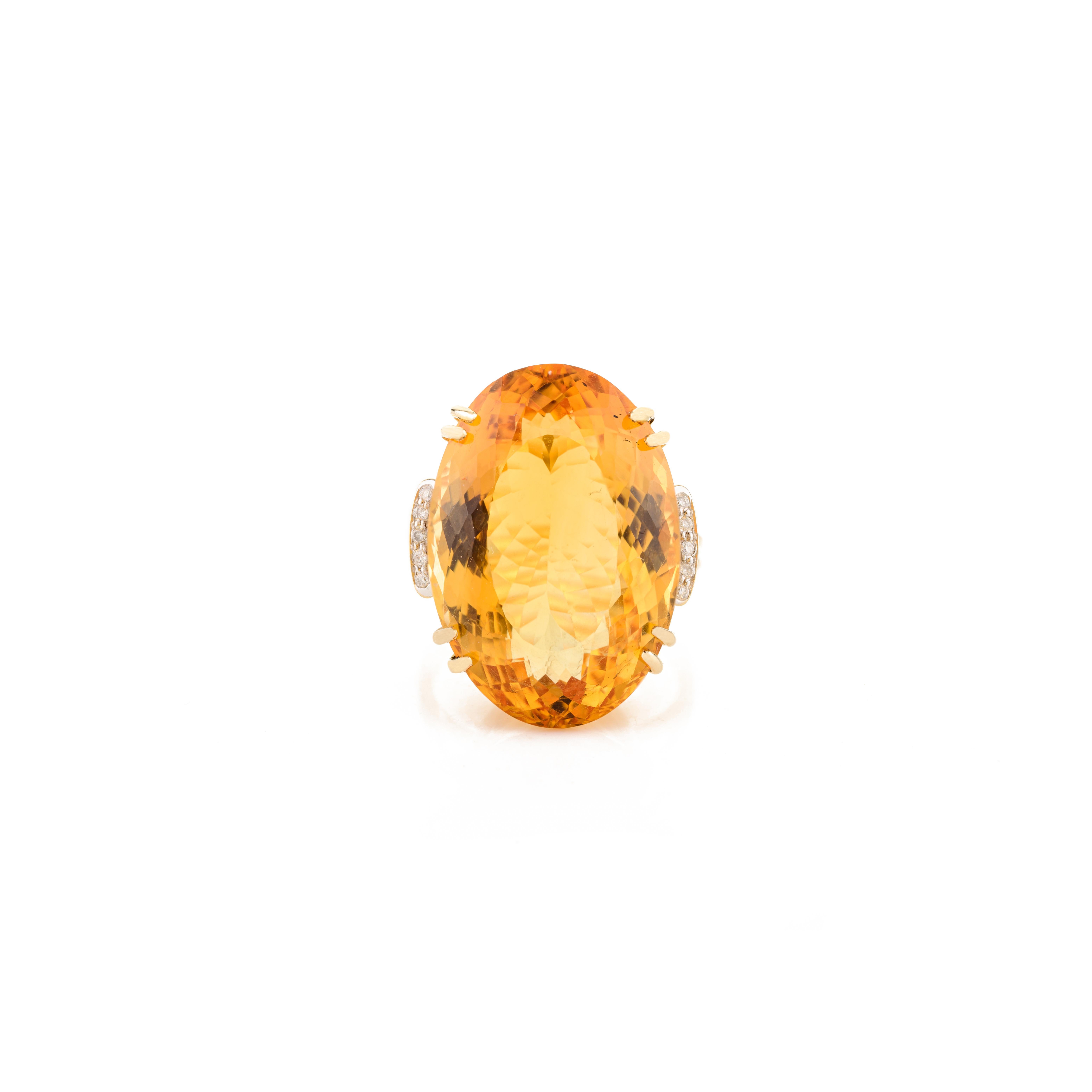 For Sale:  23.45 Carat Statement Citrine Diamond Cocktail Ring for Mom in 14k Yellow Gold 3