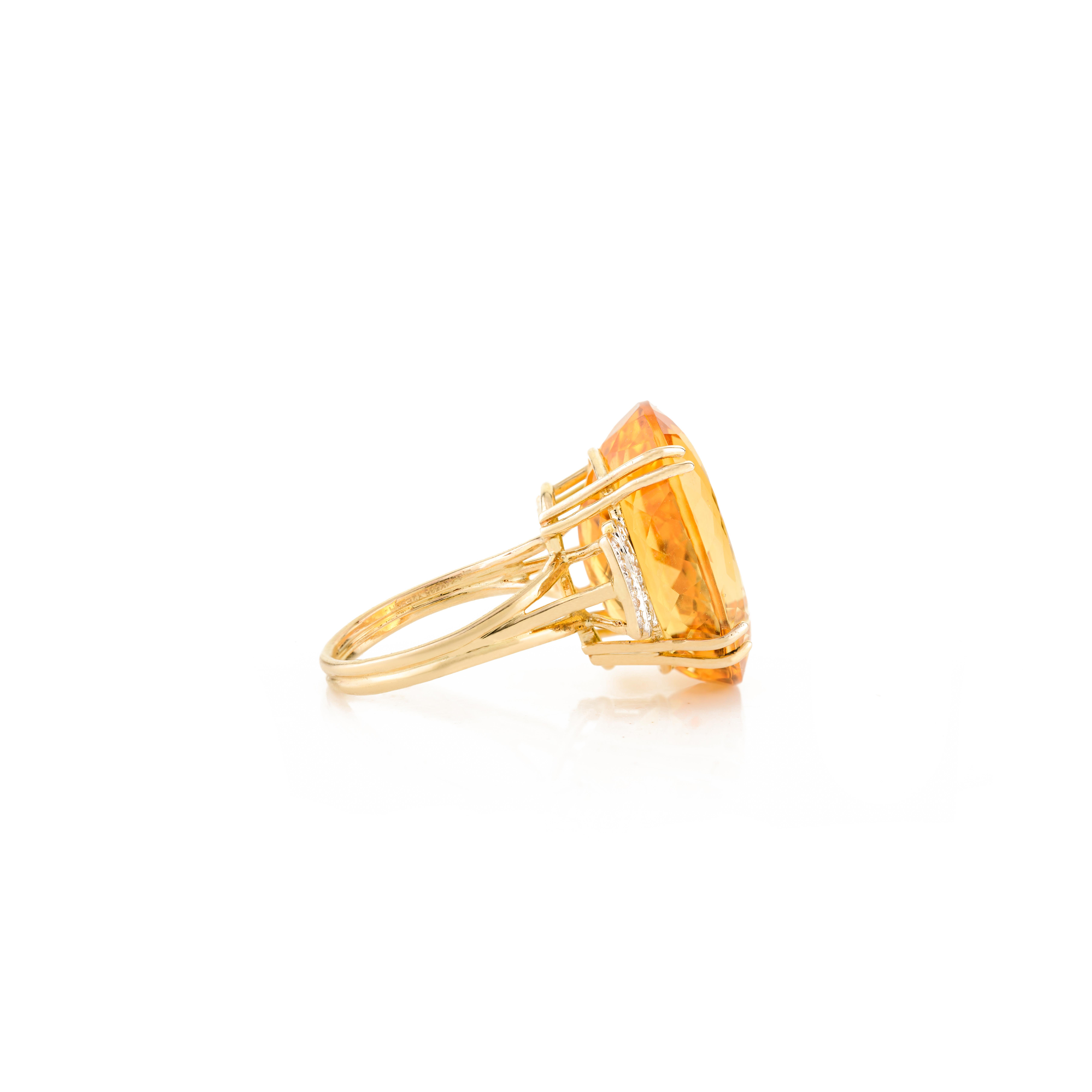 For Sale:  23.45 Carat Statement Citrine Diamond Cocktail Ring for Mom in 14k Yellow Gold 5